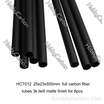Tube en fibre de carbone 3k 25x23x550mm pour Octocopter